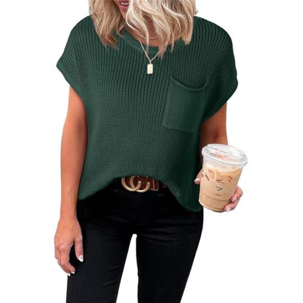 Women's Casual Short Sleeve Loose Tunic Tops - Lightweight Knit Spring Pullover
